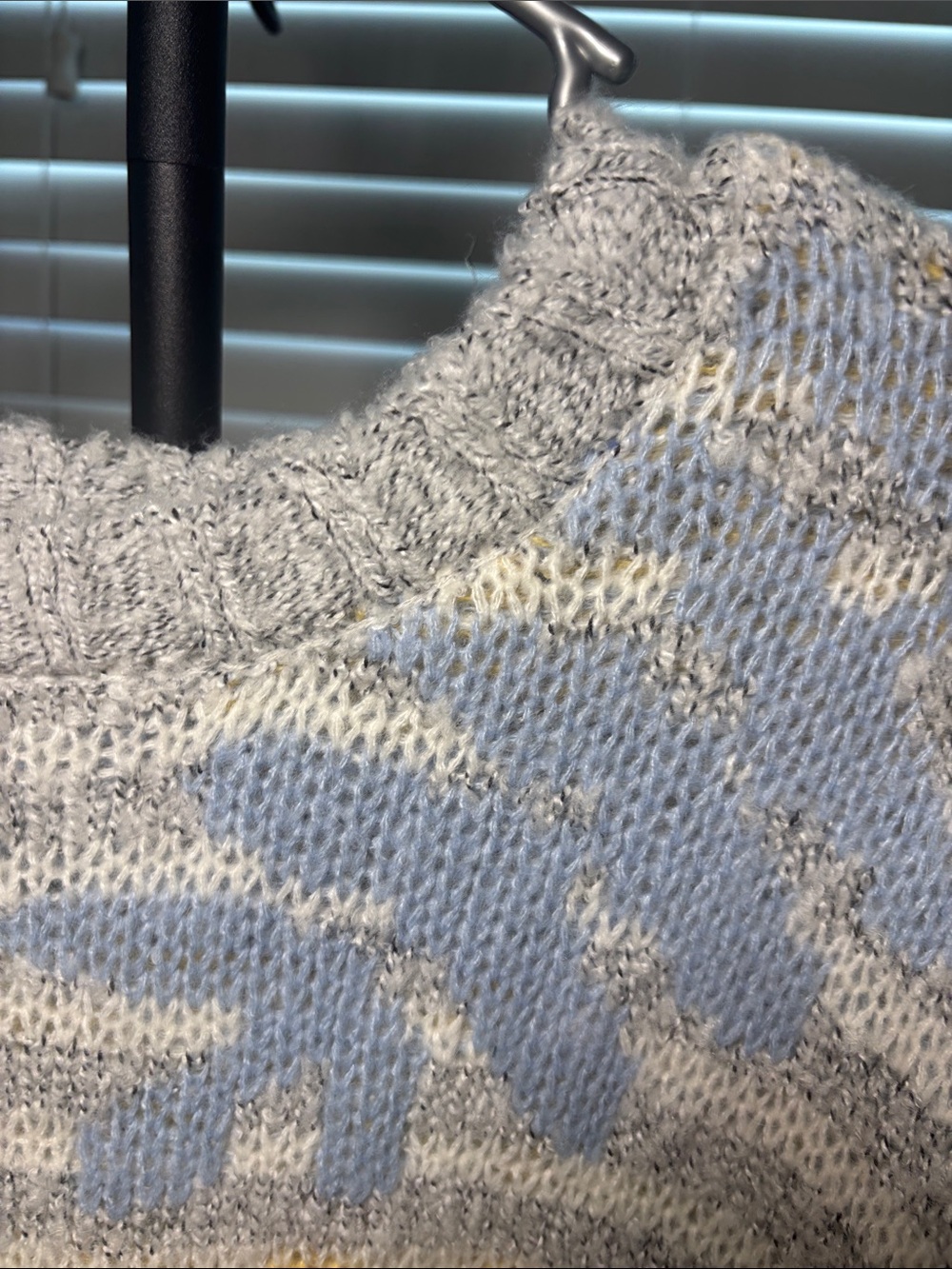 Francesca's Collections Light Gray, Blue & Yellow Floral Stripe Sweater - Picture 2 of 4